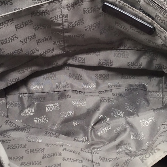 Michael Kors Metallic Bronze Monogram Print Shoulder Bag - Picture 10 of 11